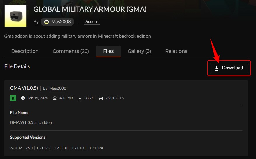 GLOBAL MILITARY ARMOURのDownloadボタン