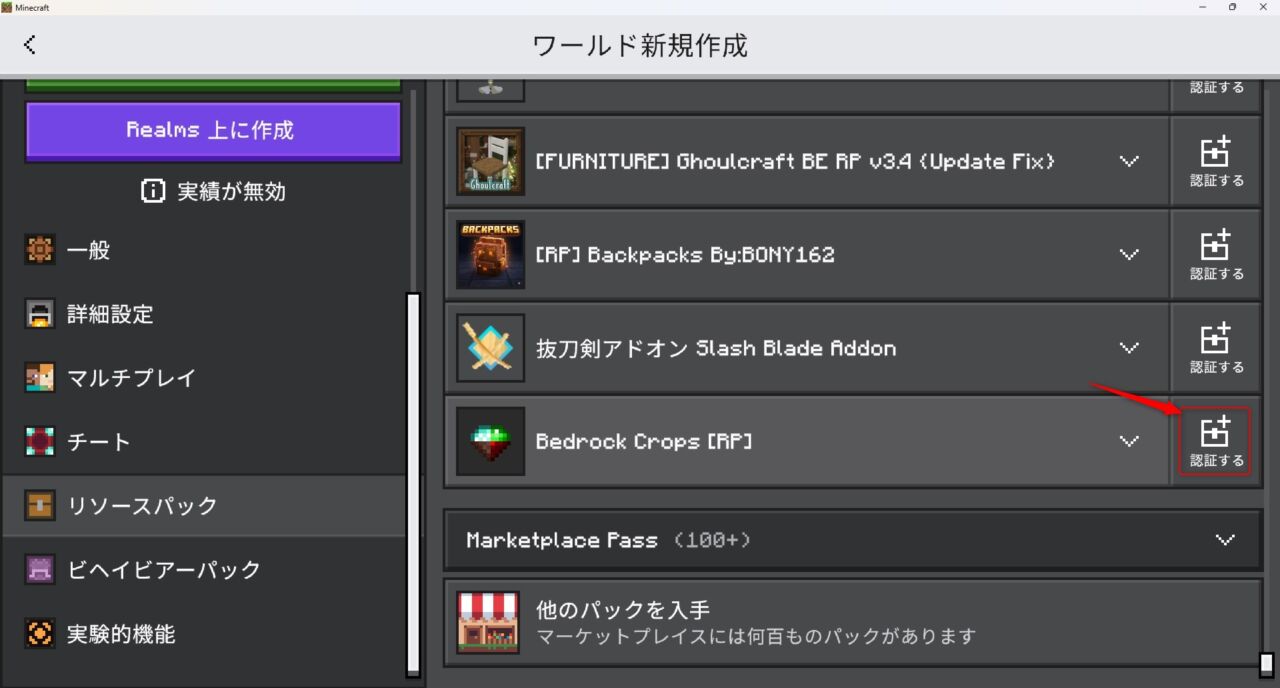 農業アドオン「Bedrock Crops [FIXES]」の入れ方5