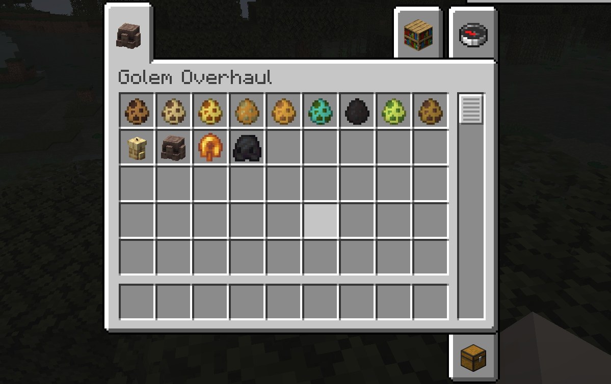 Golem Overhaulのスポーンエッグでゴーレムを召喚するシーン