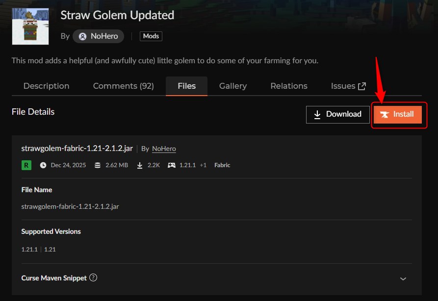「Straw Golem」をインストール