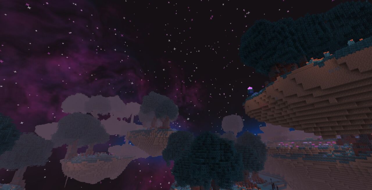 BetterEndを導入したエンドの星雲が輝く空