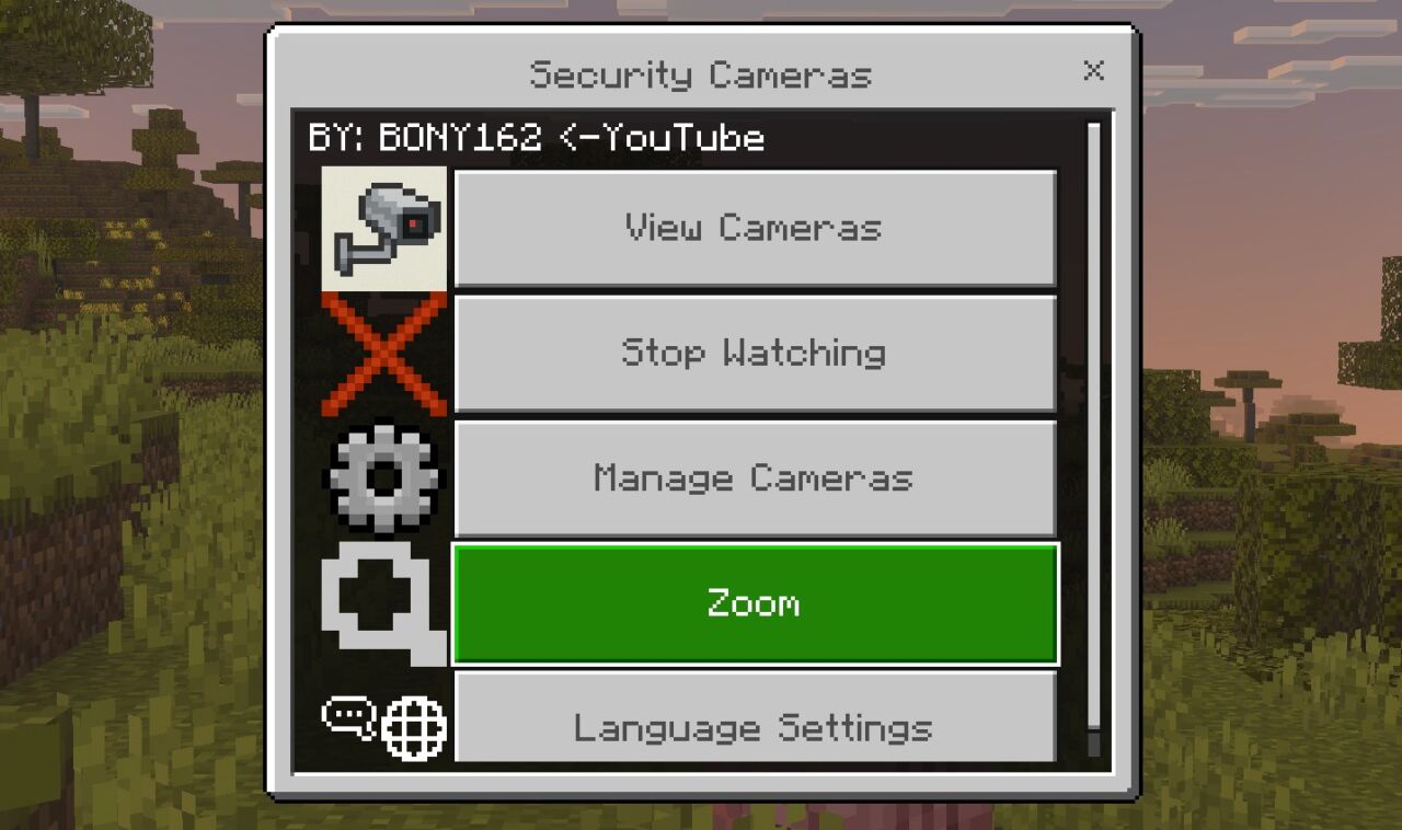 タブレットのメニューでズームを操作する画面
