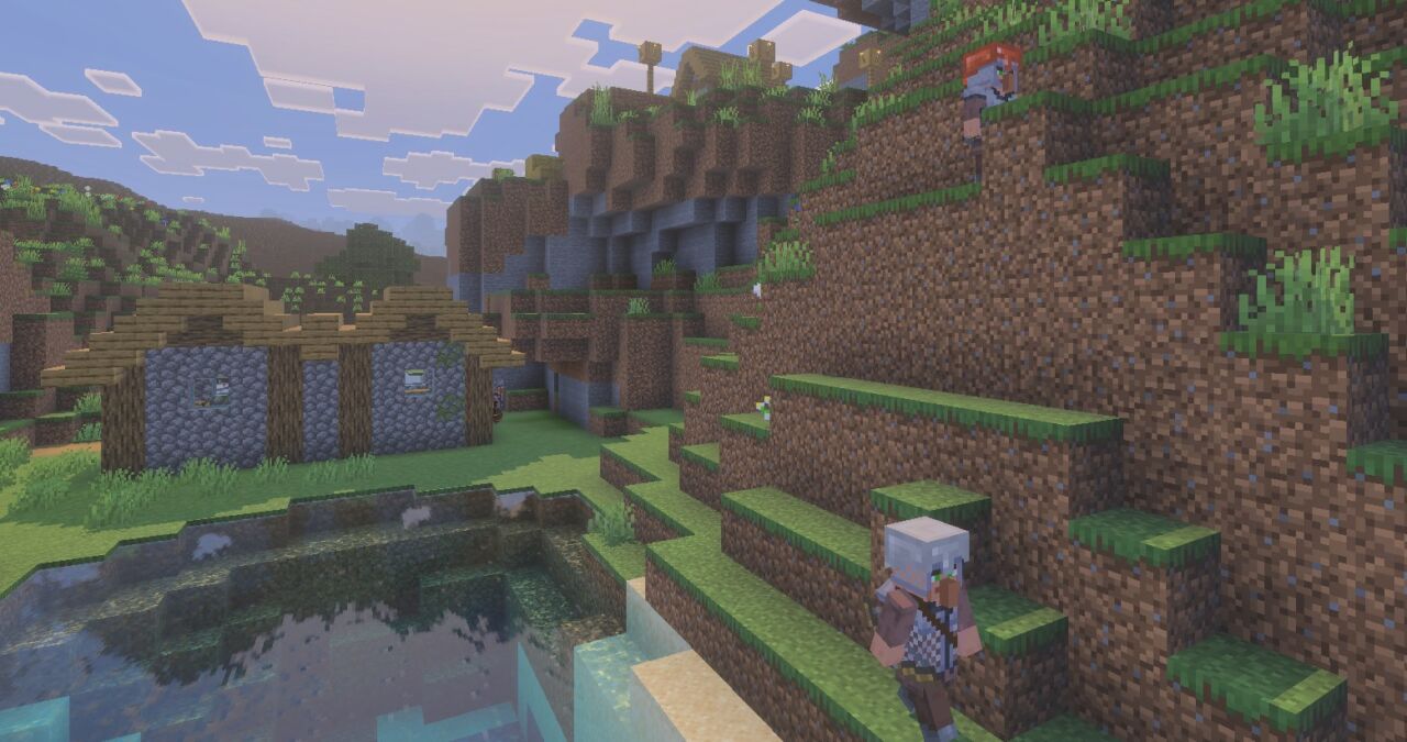 村にガード兵が湧いて「Villager Soldier Vanilla」の導入が完了した様子