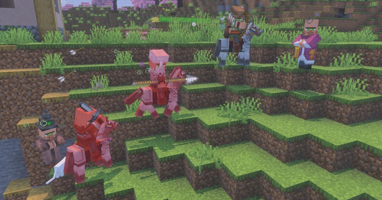 マイクラ統合版の村人アドオン「Villager & illager Legacy Lite」で刷新された村人と略奪者