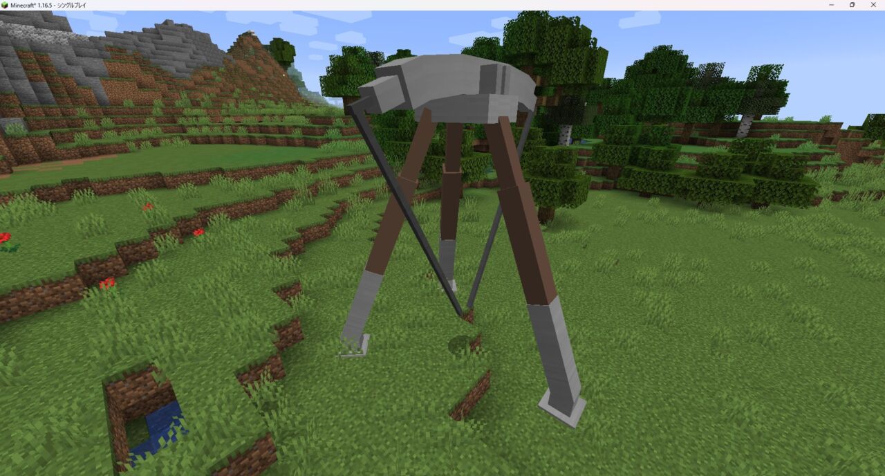 進撃の巨人MODの訓練道具に乗って適性判断を行う様子