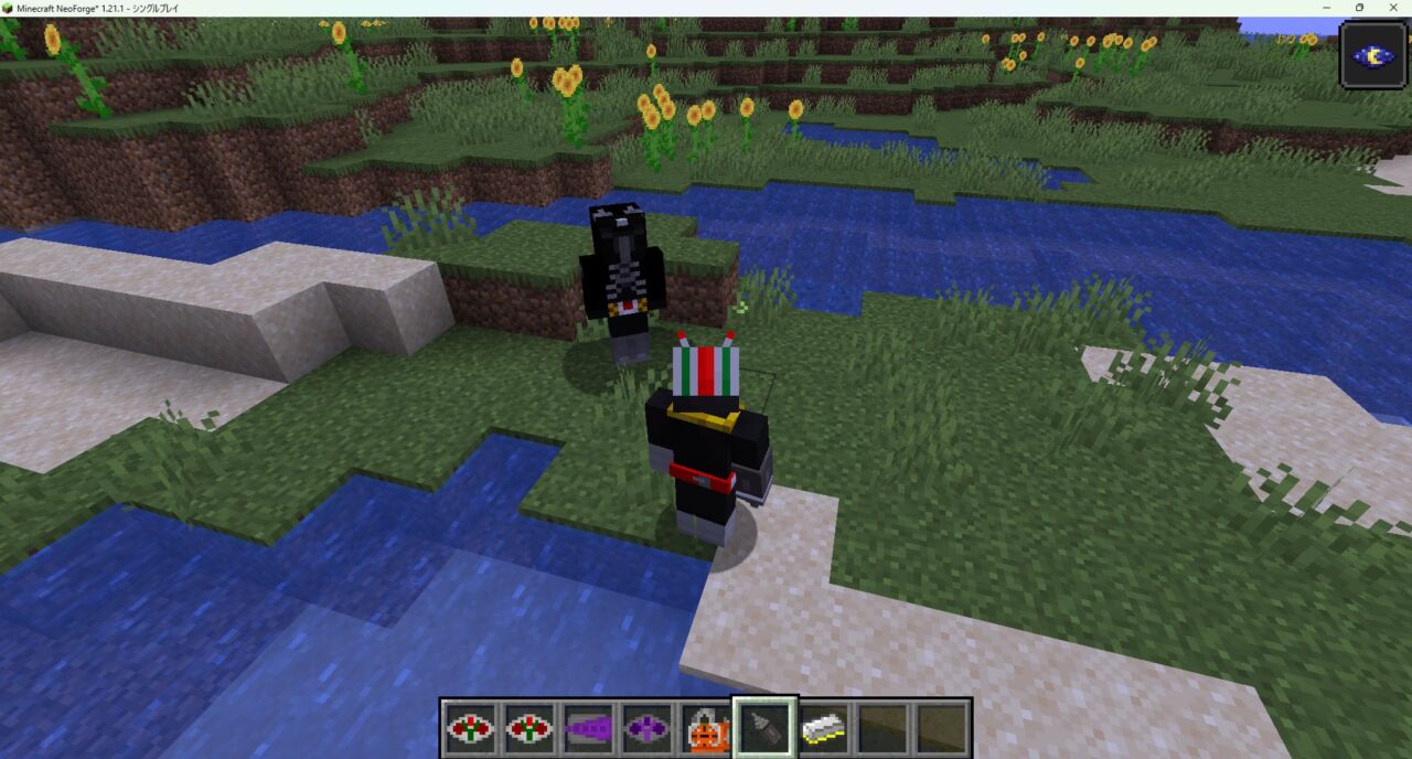 仮面ライダーMODで戦闘員と戦う様子