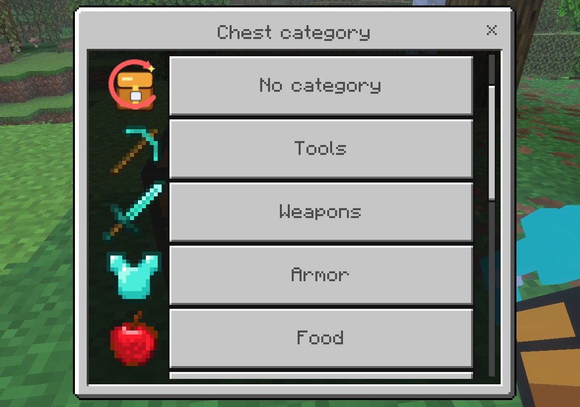 Chest OrderでMark chestを押してチェストのカテゴリを設定する画面