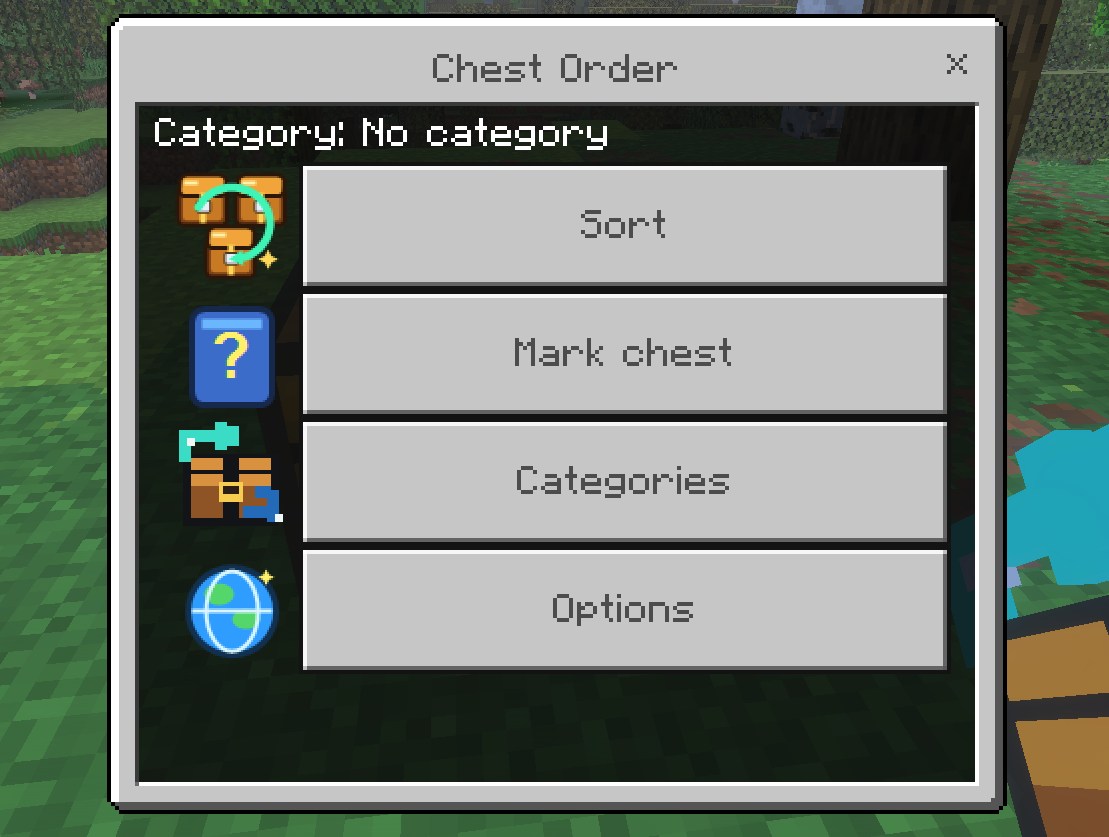 Chest Orderのデバイスでチェストを見てメニューを開いた画面
