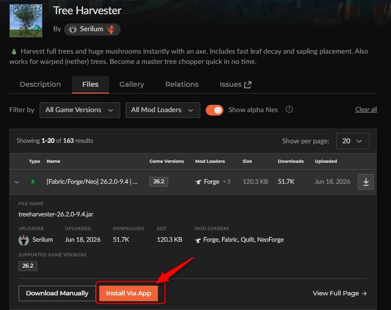 「Tree Harvester」をインストール