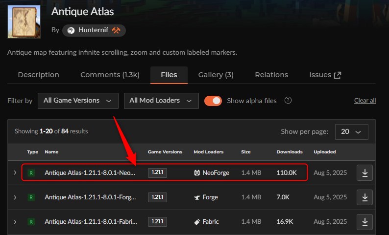 「Antique Atlas」にアクセスしてバージョンを選択