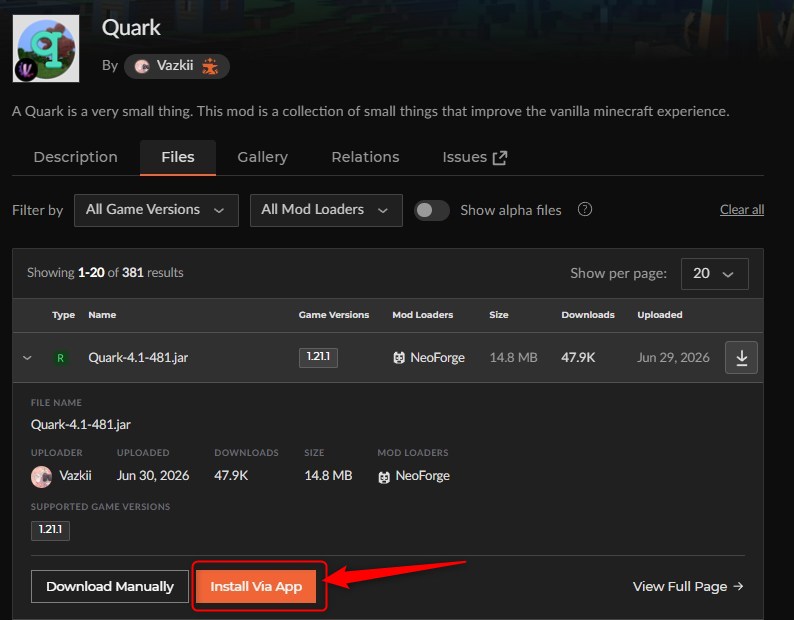 「Quark」をインストール