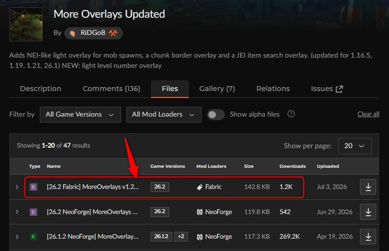 「More Overlays Updated」にアクセスしてバージョンを選択