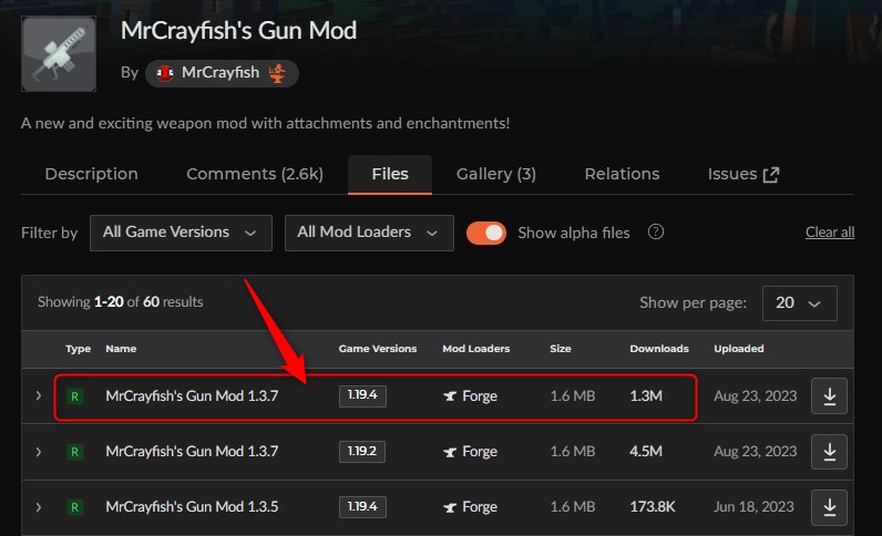 「Mr Crayfish's Gun」にアクセスしてバージョンを選択
