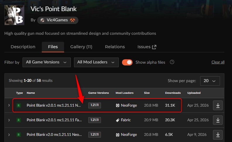 「Vic's Point Blank」にアクセスしてバージョンを選択