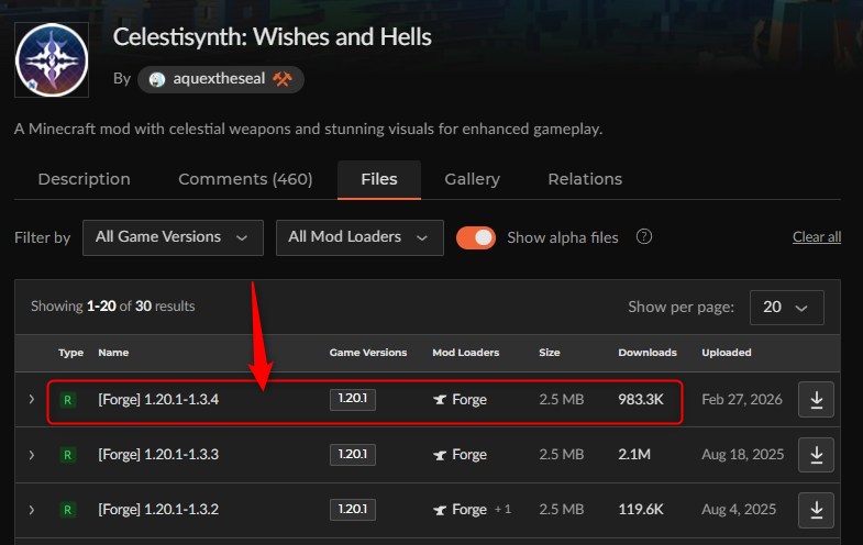 「Celestisynth」にアクセスしてバージョンを選択