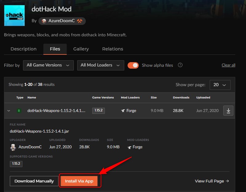 「dotHackMOD」をインストール