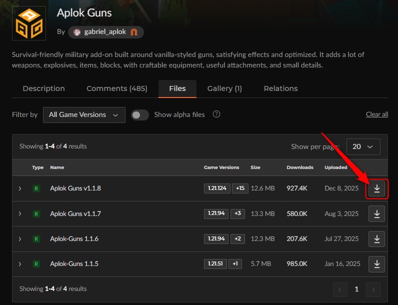 「Aplok Guns」にアクセスしてダウンロード