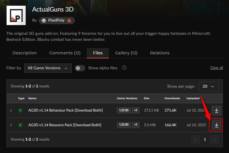 「ActualGuns 3D」にアクセスして、リソースパックをダウンロード