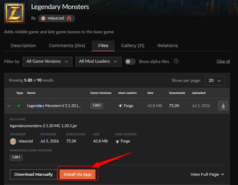 「Legendary Monsters」をインストール