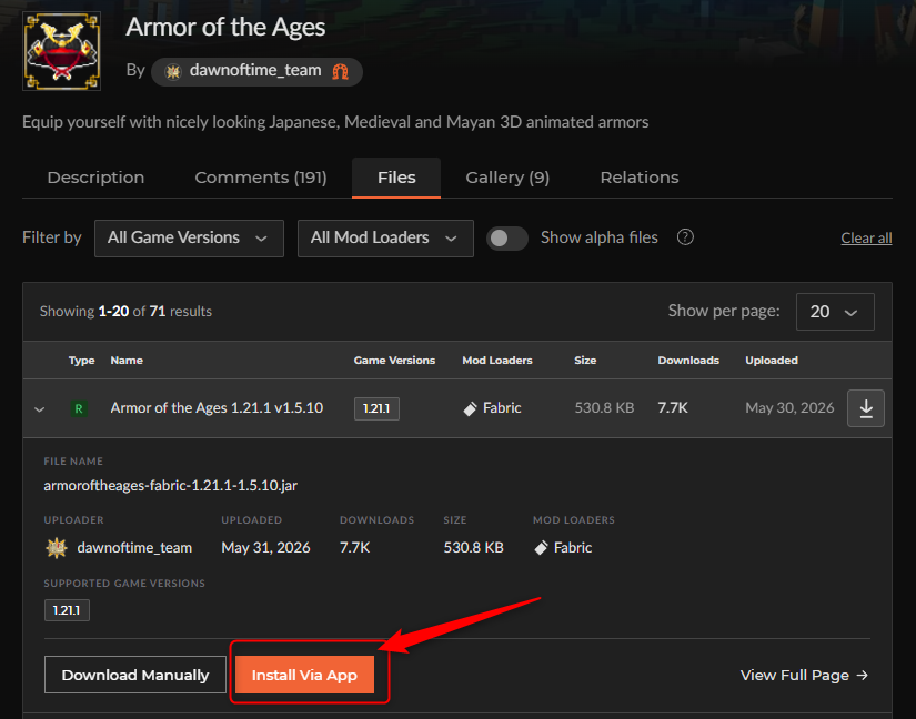 「Armor of the Ages」をインストール