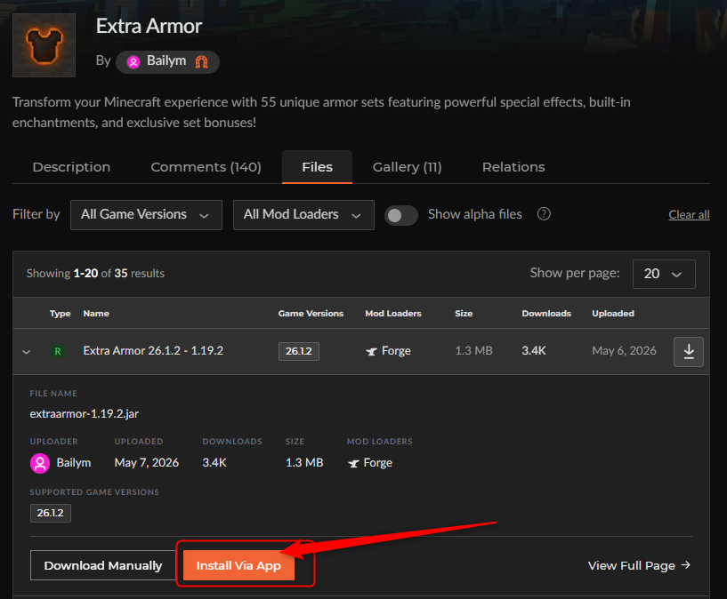 「Extra Armor」をインストール