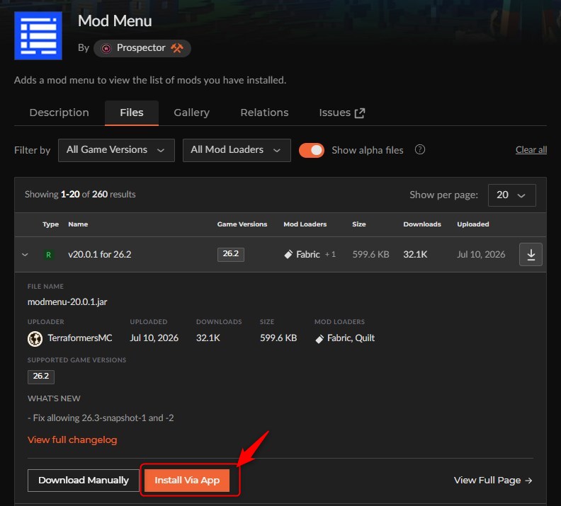 「Mod Menu」をインストール