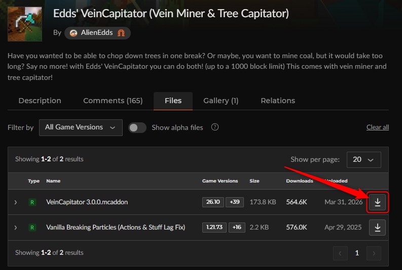 「Edds' VeinCapitator」にアクセスしてダウンロード