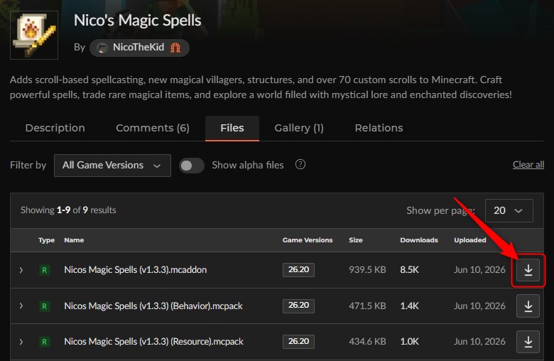「Nico's Magic Spells」にアクセスしてダウンロード