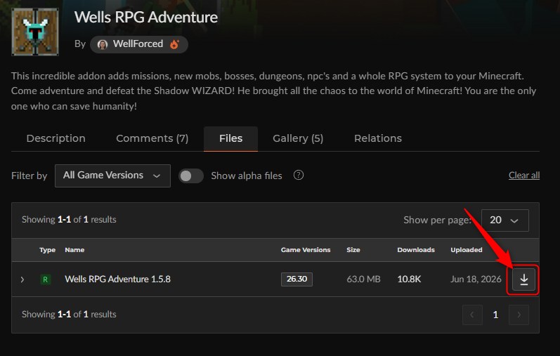 「Wells RPG Adventure」にアクセスしてダウンロード