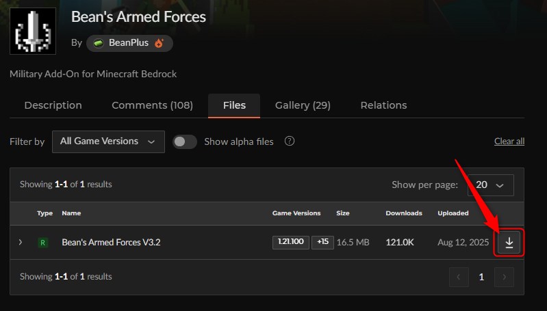 「Bean's Armed Forces」にアクセスしてダウンロード