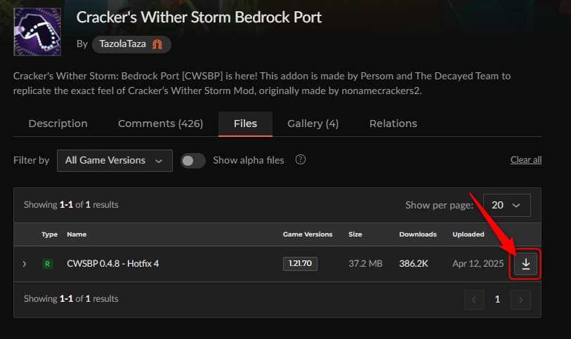 「Cracker's Wither Storm」にアクセスしてダウンロード