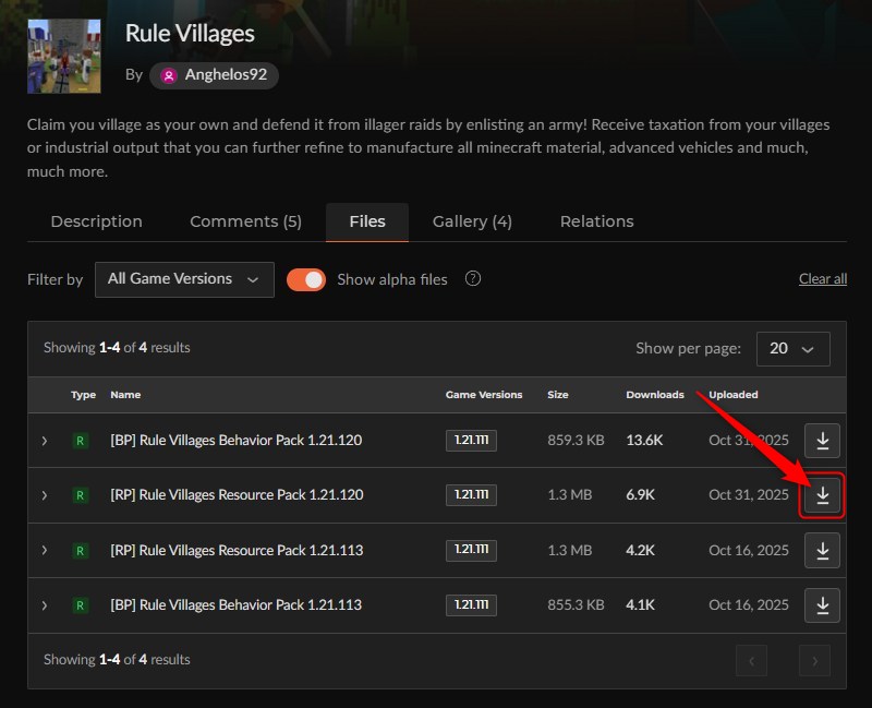 「Rule Villages」にアクセスしてダウンロード