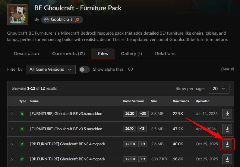 「BE Ghoulcraft - Furniture Pack」にアクセスしてダウンロード