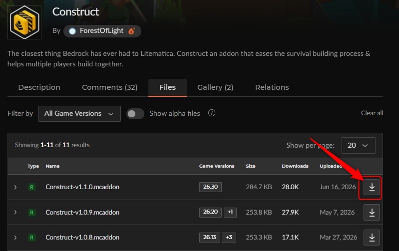 「Construct」にアクセスしてダウンロード
