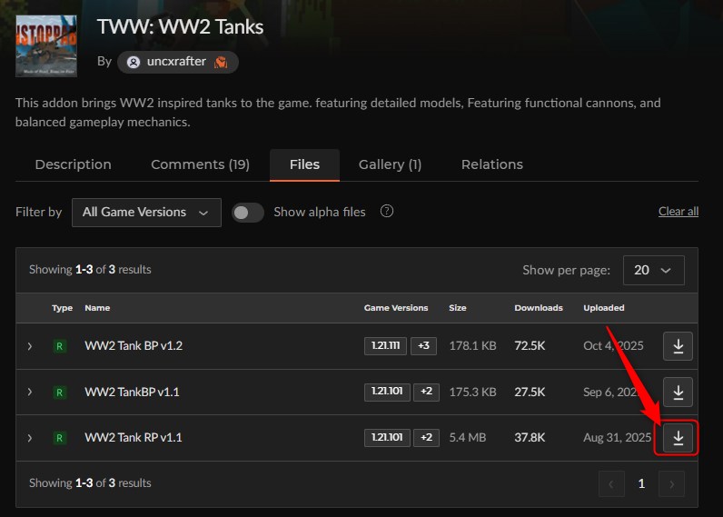 戦車アドオン「TWW: WW2 Tanks」の入れ方2