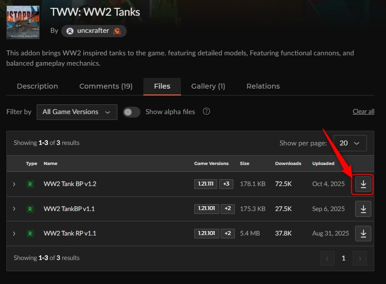 戦車アドオン「TWW: WW2 Tanks」の入れ方1