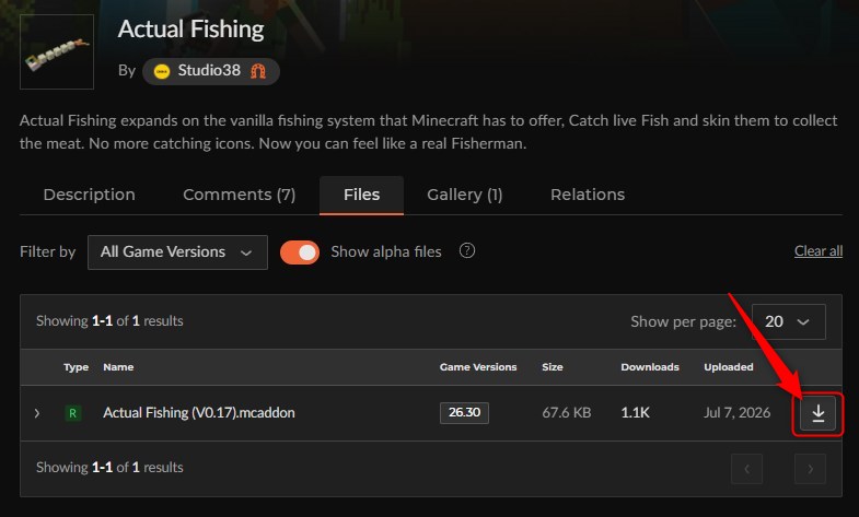 釣りアドオン「Actual Fishing」の入れ方
