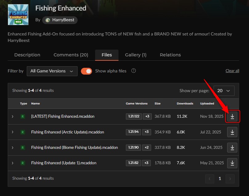 釣りアドオン「Fishing Enhanced」の入れ方