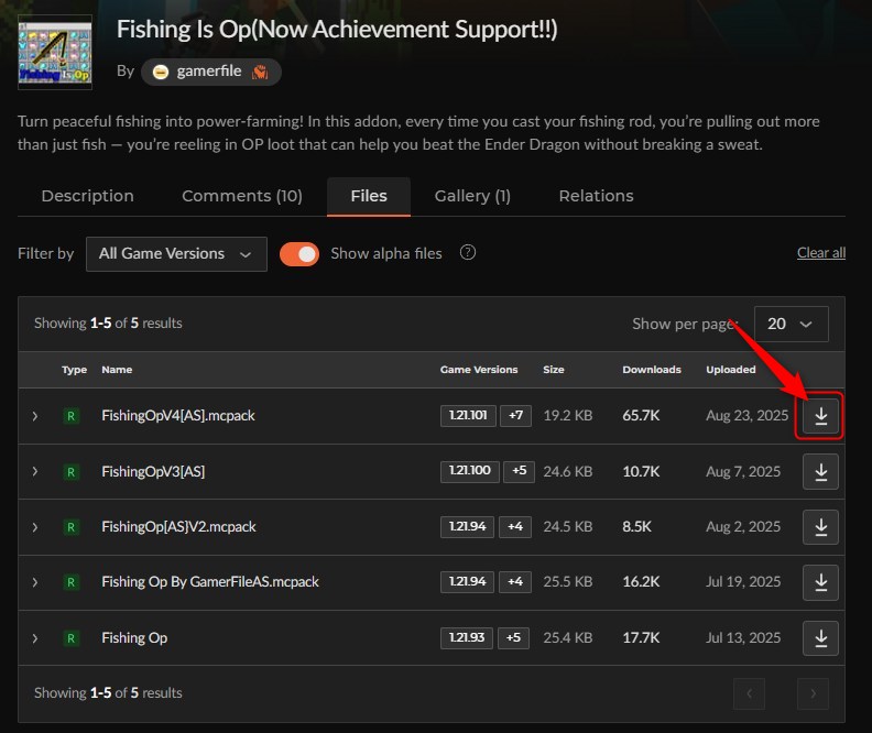 釣りアドオン「Fishing Is Op」の入れ方
