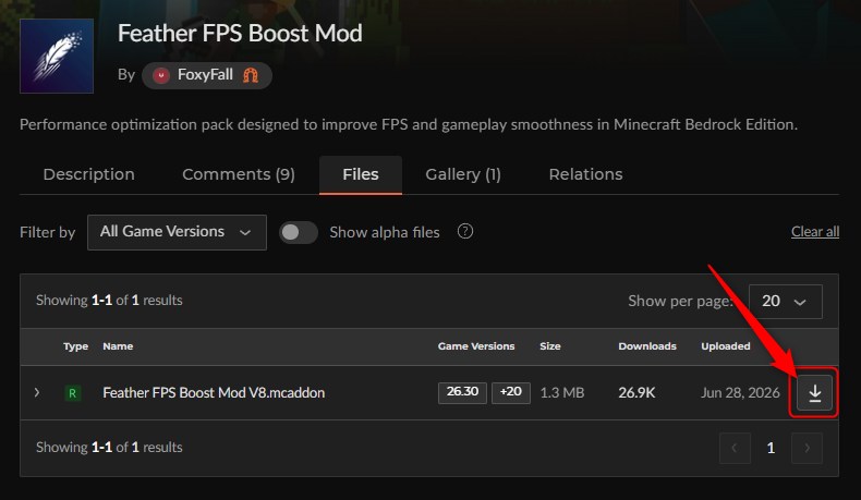 軽量化アドオン「Feather FPS Boost Mod」の入れ方