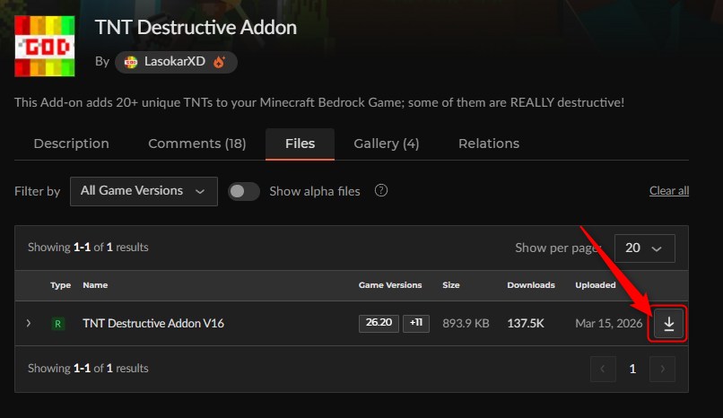 TNTアドオン「TNT Destructive Addon」の入れ方