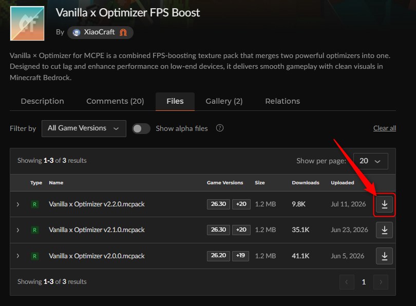 軽量化アドオン「Vanilla × Optimizer」の入れ方