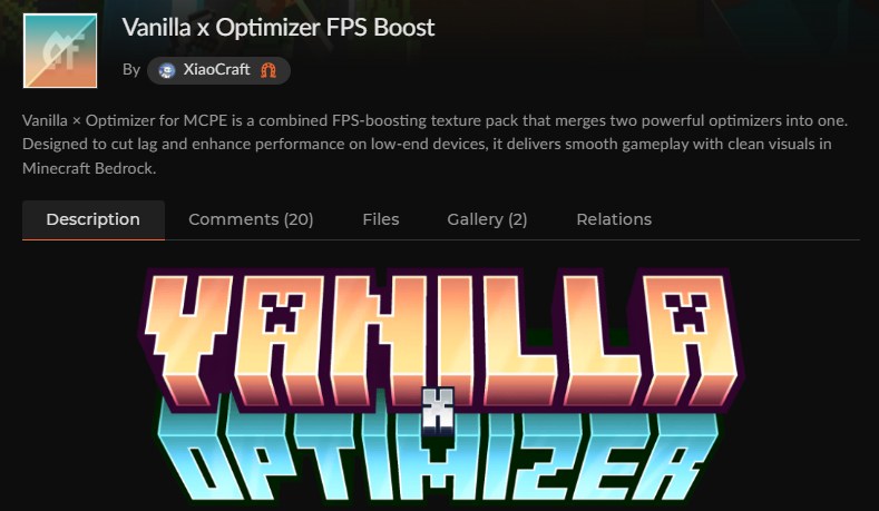 【マイクラ統合版】軽量化アドオン「Vanilla × Optimizer」