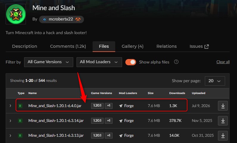 「Mine and Slash」にアクセスしてバージョンを選択