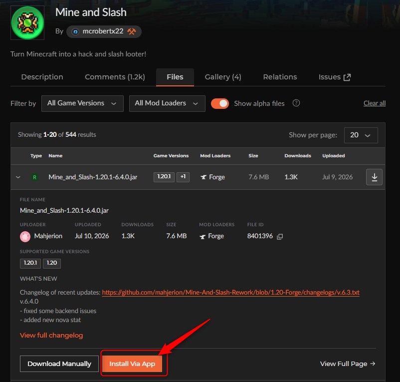 「Mine and Slash」をインストール