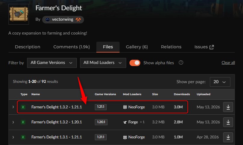 「Farmer's Delight」にアクセスしてバージョンを選択