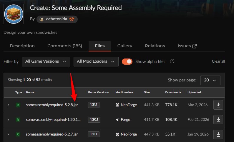 「Some Assembly Required」にアクセスしてバージョンを選択