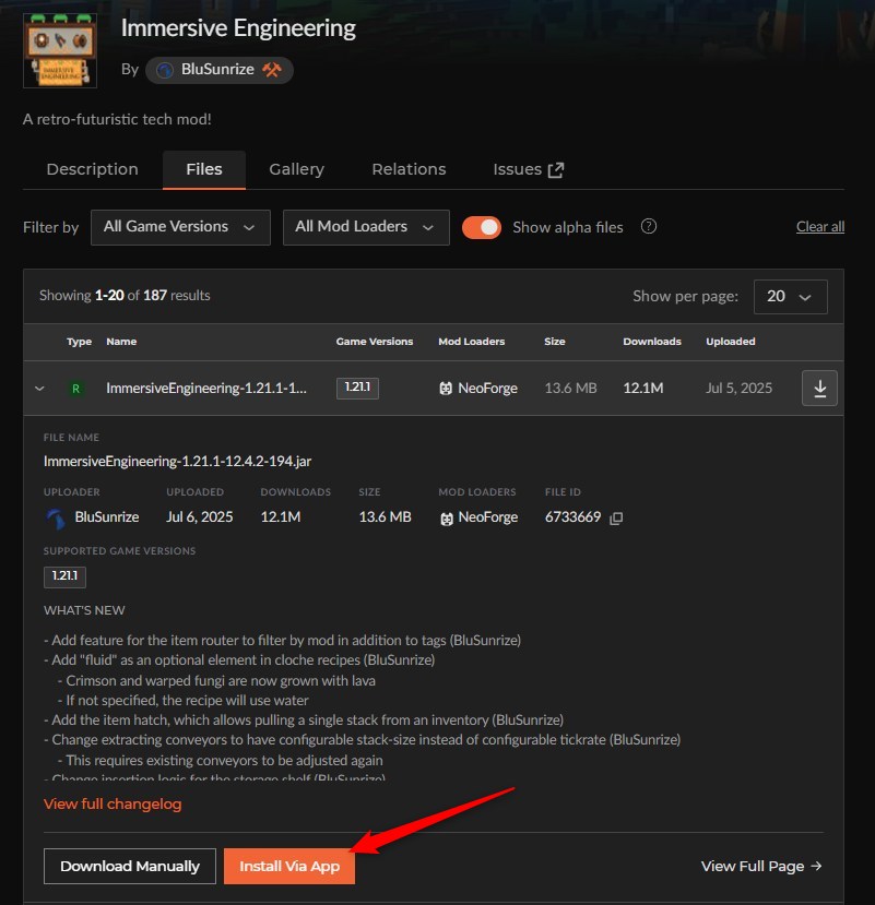 「Immersive Engineering」をインストール