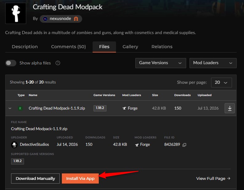 ゾンビMOD「Crafting Dead」の入れ方2
