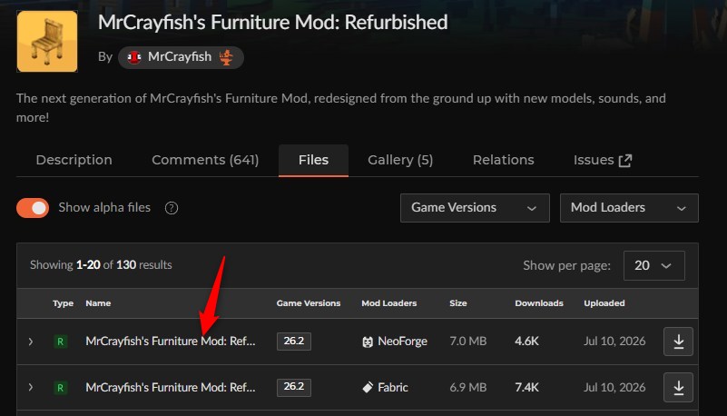 家具MOD「MrCrayfish's Furniture Mod」の入れ方2
